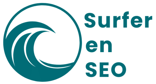 logo surfer en seo à côté d'une vague