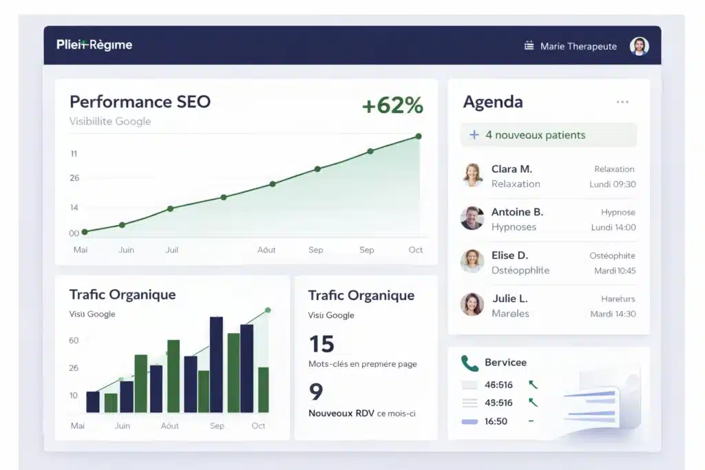 tableau de bord pour consultant SEO santé