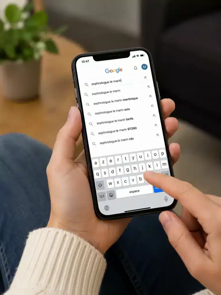 recherche un thérapeute sur mobile